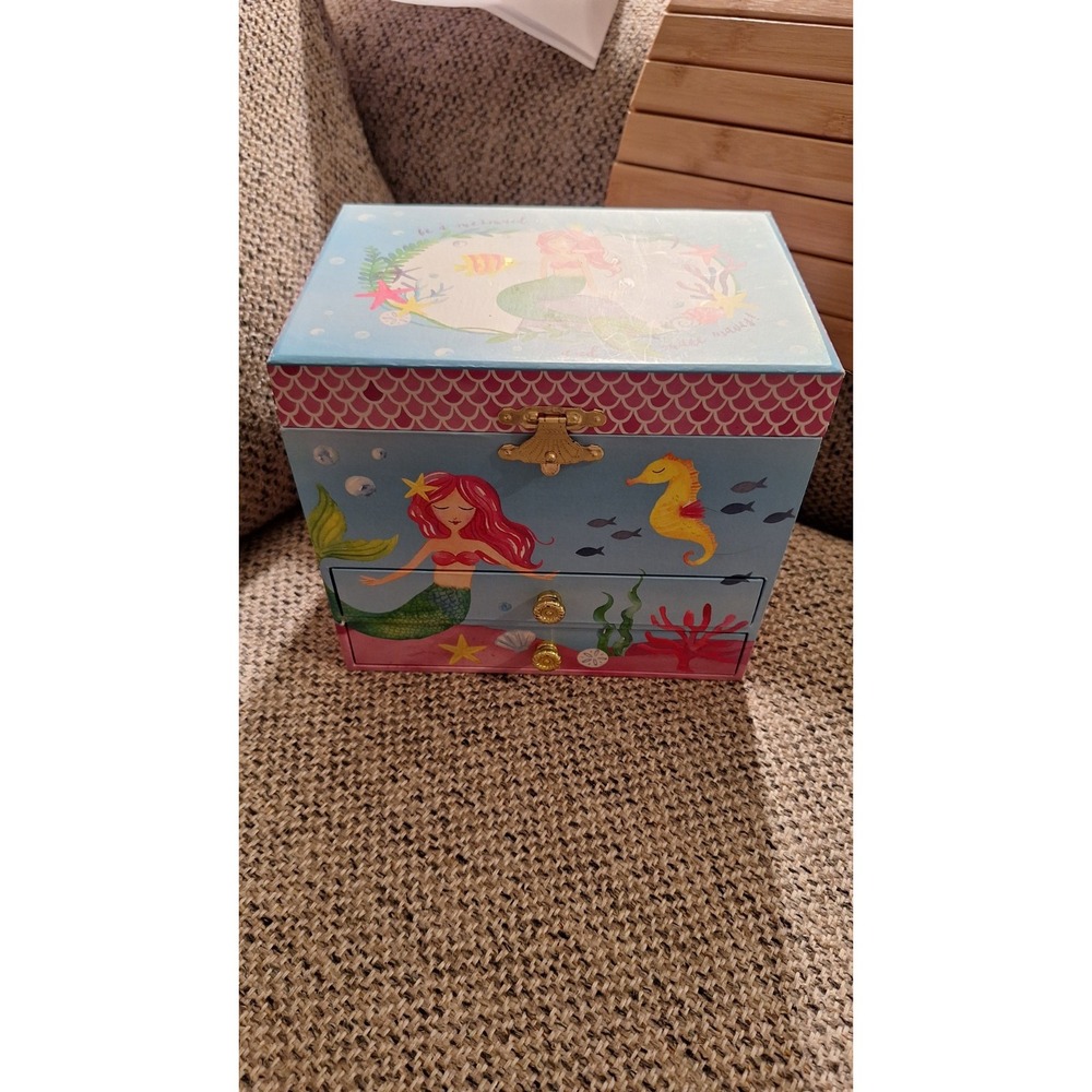 Little Girls Musical Jewelry Box 3 Drawers, Mermaid Design Gifts for Girls - Picture 7 of 14